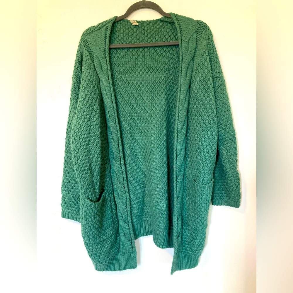 Wishlist Green Cable Knit Cardigan